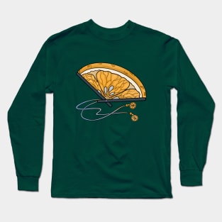 Orange Slice Folding Fan Long Sleeve T-Shirt